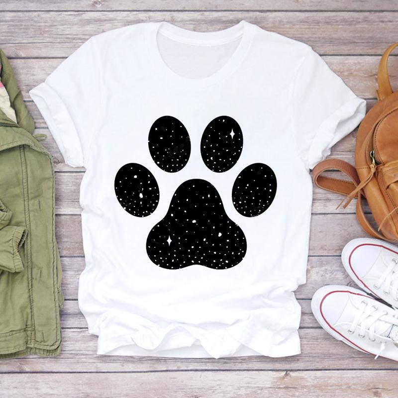 Paw Dog Pet Women Printing Short Sleeve Tshirt Casual Fashion Clothes T Tee Top Print Female Clothing Graphic T-shirt