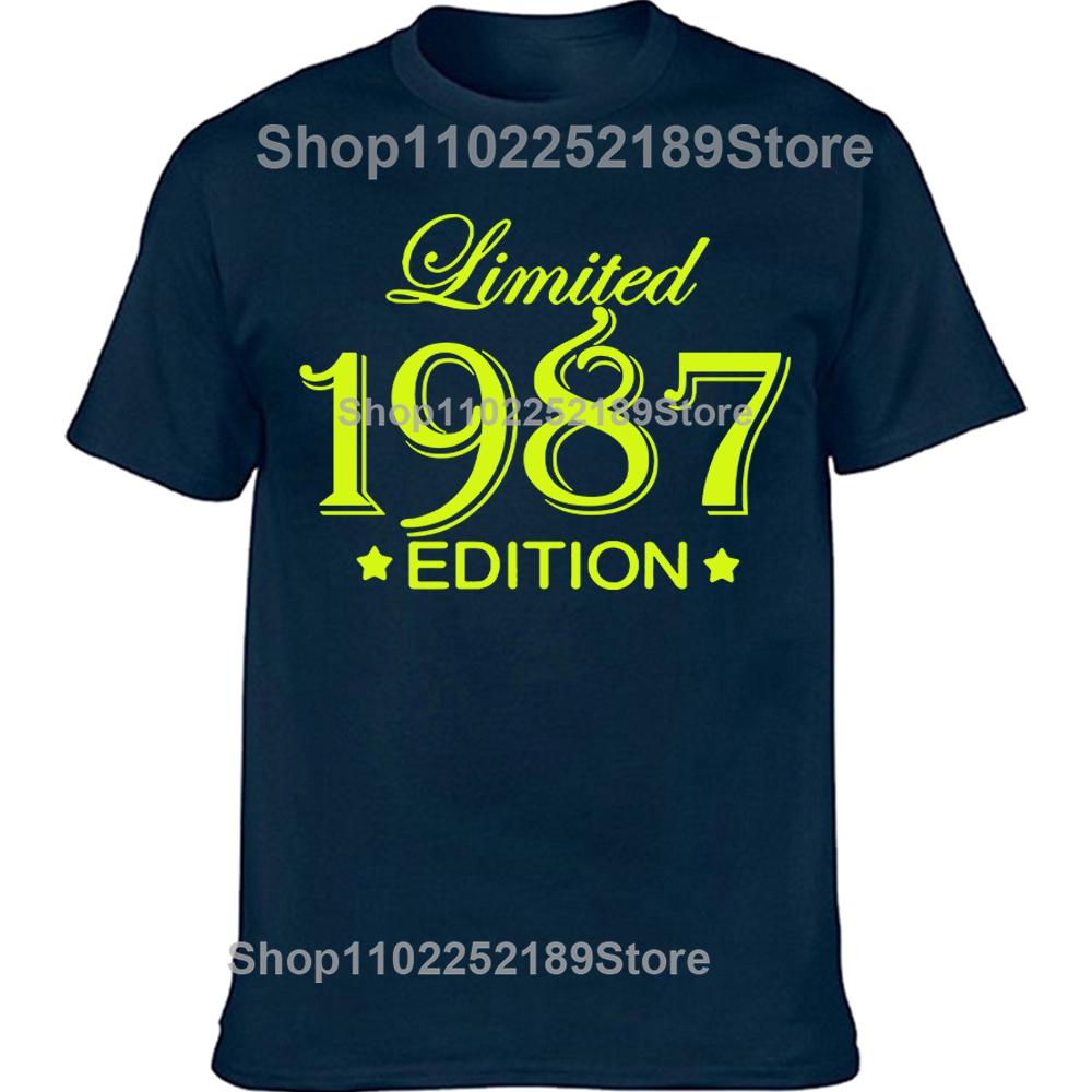 Novelty Awesome 1987 38 Years Old T Shirts Tee Tops Round Neck Short-Sleeve Fashion Tshirt Clothing Casual Basic T-shirts