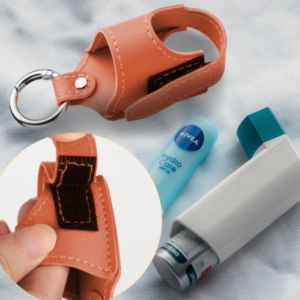 PU Leather Inhaler Case Holder 3.17*6.35cm Leather Storage Case Daily School Hiking