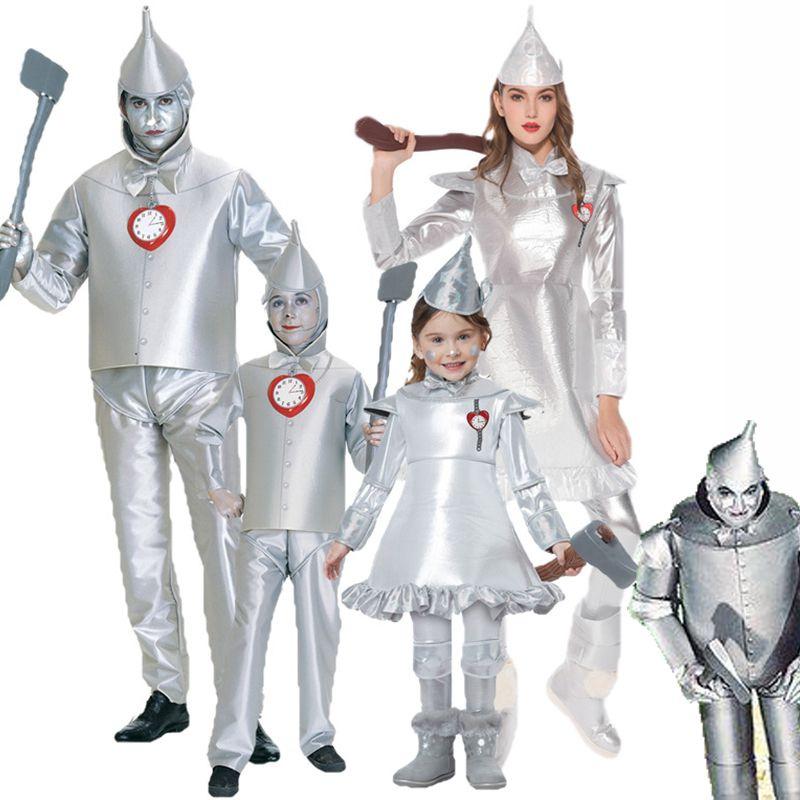 Enchanting Wizard Of Oz Tin Man Cosplay Costume For Adults And Kids In Silver