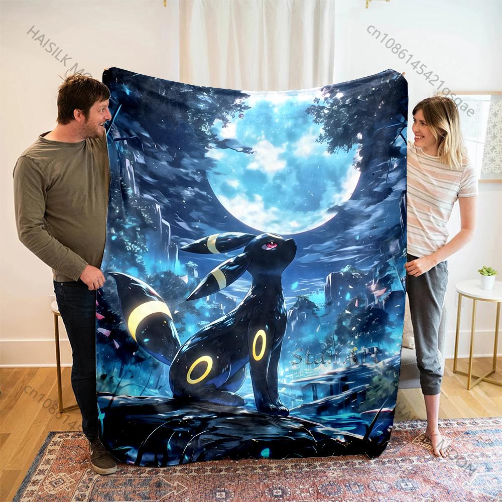 Japanese Games Umbreon and Sylveon Print Cartoon Blanket Flannel Fluffy Soft Blanket for Adult Kids Plush Sofa Bed Car Camping