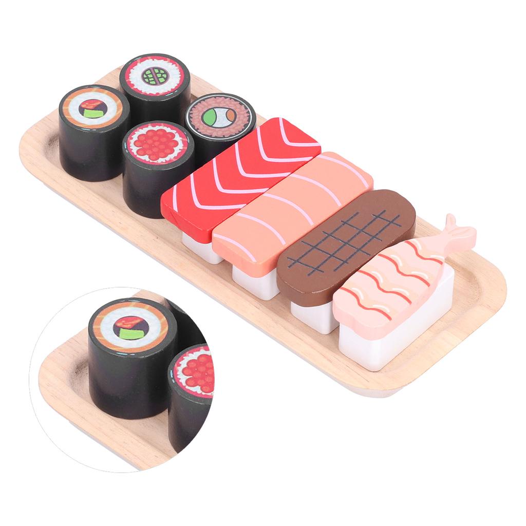 Wooden Sushi Restaurant Pretend Play Set Food Recognize Toy Children Kitchen Pretend Toy
