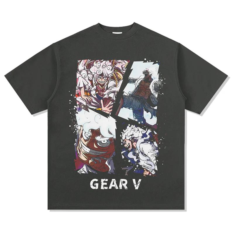 One Piece Monkey D Luffy Gear 5 TShirt Men Women Crew Neck 100 Cotton Graphic Print Casual Streetwear Short Sleeve Tee