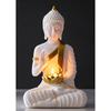 Meditating Sitting Buddha Statue Showpiece Idol Home Decor Living Room Gifts Decorative Showpiece - 27 Cm (Resin, Peach)