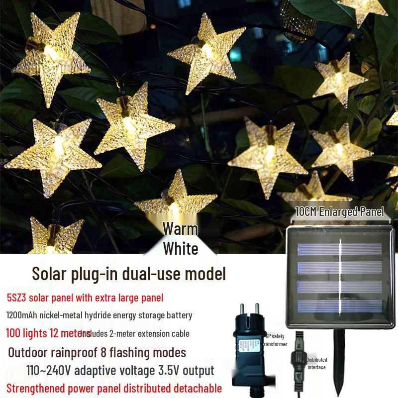 Outdoor Waterproof Twinkling Star Solar String Lights for Garden & Balcony Decoration - Holiday & New Year Lighting
