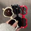 Classic Pearl Heart Childrens Sunglasse For Girls Red Plastic Pink Mirror Glasses Vintage Anti-Reflective Sun Glasses Uv400