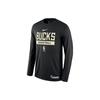 NBA Milwaukee Bucks Practice Dri-Fit L/S T-shirt Black Men Streetwear DR6528-010