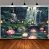 2D plane design 1 piece - Elegant Buddha meditation background peaceful Zen garden wall decoration