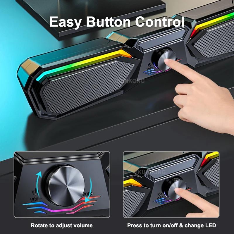 LED Computer Speakers TV Sound Bar Bluetooth Speaker AUX USB Wired and Wireless Home Theater System Sound Bar PC Soundbar RGB