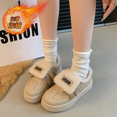 CRLAYDK Зимние женские мокасины Обувь Мягкая искусственная меховая подкладка Женские домашние замшевые мокасины без застежек для дома и улицы Теплые тапочки