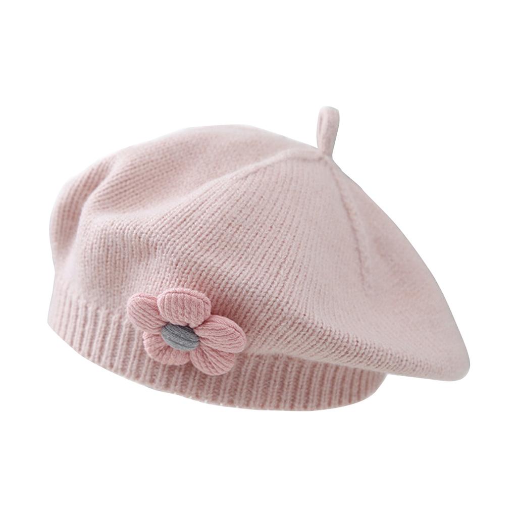 Winter Toddlers Beret Princess Girls Warm Hat Lovely Knitted Cap Windproof Beanie Baby Stylish Bonnet for Infant 6M-4T