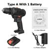 2000W 50N.m Cordless Electric Screwdriver Drill Hammer Variable Speed 3 In 1 Cordless Impact Drill with 2 Batteries