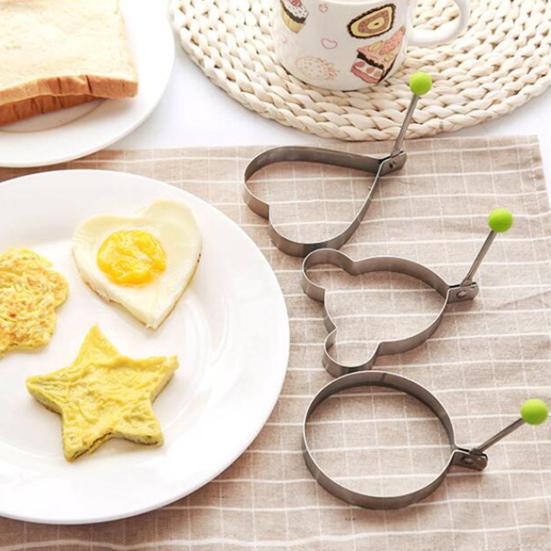 5Pcs Egg Mold Ring Easy To Clean Creative Round Heart Shapes Stainless Steel Frying Egg Mold for Home Kitchen