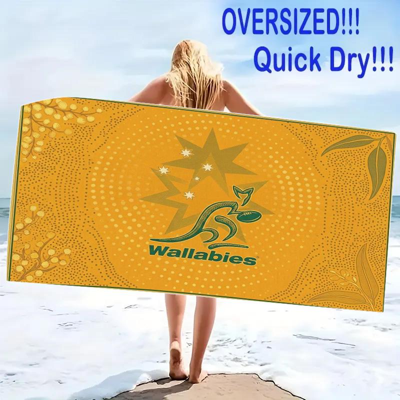 Пляжное полотенце с принтом Australian Wallabies, Большое, Мягкое, Быстросохнущее, для Пляжа, Кемпинга, Плавания