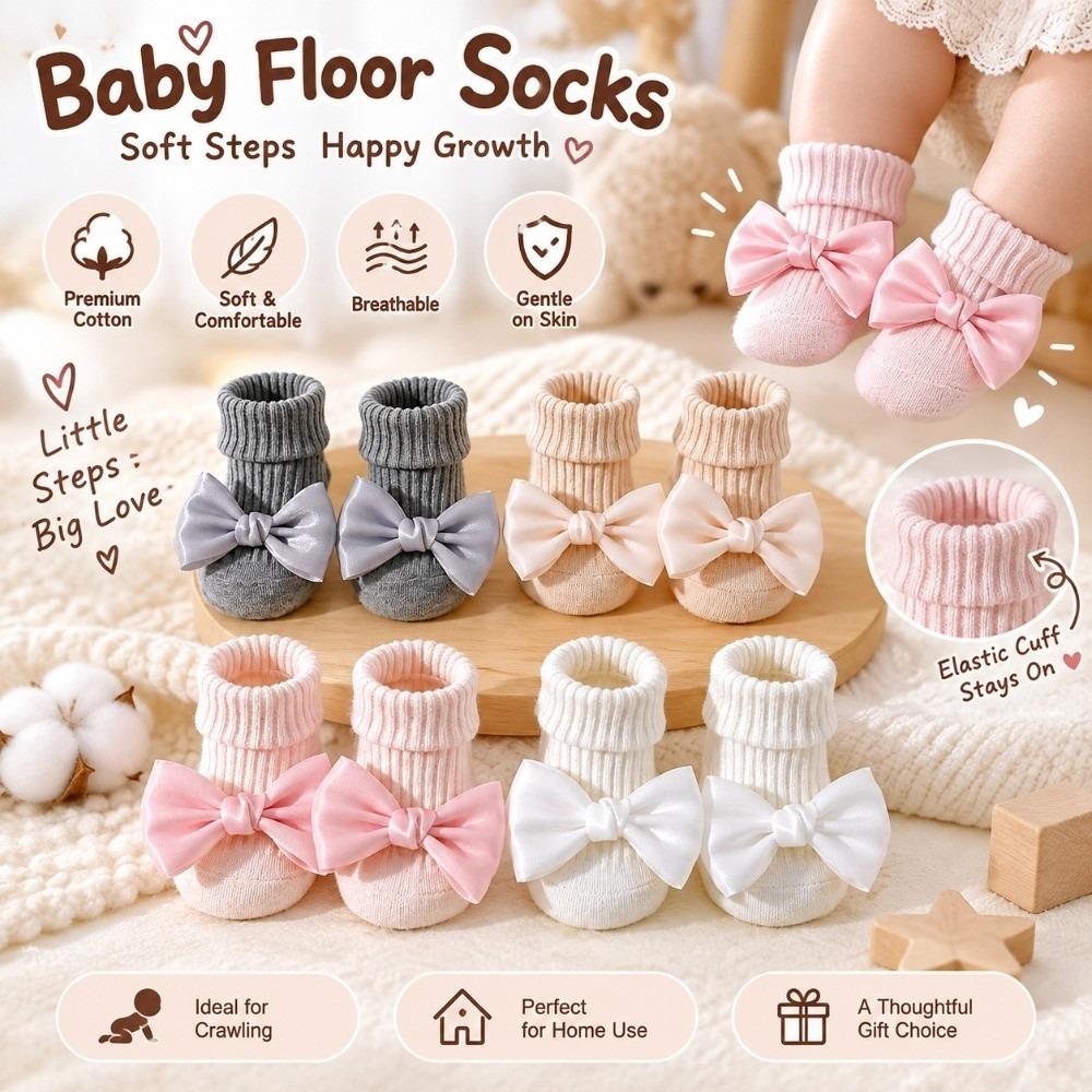 1 Paie Soft Cotton Blend Toddler Walking Sock Anti-Slip Sole Learning Walking Sock Wear