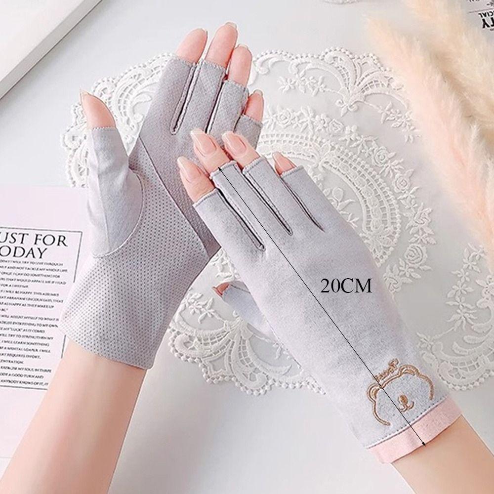 Thin Sun Protection Gloves Elastic Cotton Gloves Fashion Anti-UV Mittens Women Girls