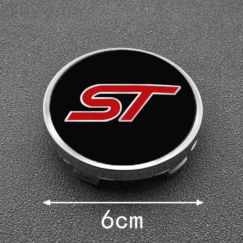 4pcs 56+60mm ST Logo Car Wheel Center Hub Caps Emblem Badge Covers Sticker For FORD Focus Kuga Explorer Mondeo dd8 Everest S-MAX