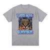 Vintage Tummy Ache Survivor Funny Cat Meme Tee Shirt Unisex Unisex Clothing Fashion Short Sleeve Tshirt Casual Pure Cotton T Shirts