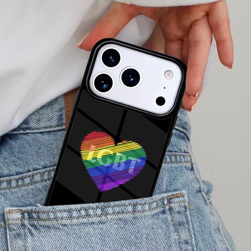 Heart Rainbow Gay Pride LGBT soft Phone Case for iPhone 16e 15 14 13 12 17 Pro Max Plus Air 17pro Cover Coque