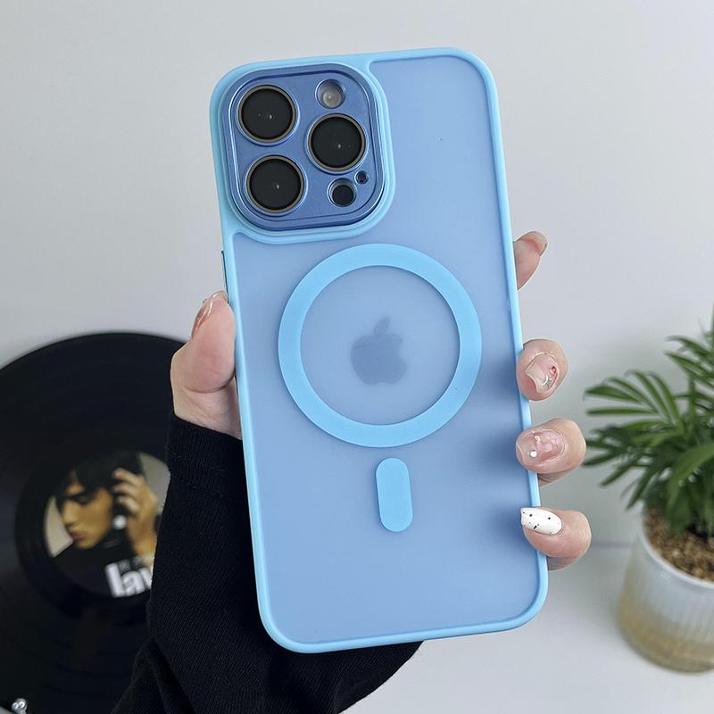 Матовый магнитный прозрачный ультратонкий чехол для iPhone 11 12 13 14 15 16 Pro Max с беспроводной зарядкой Magsafe и пленкой для объектива