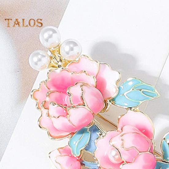 Brooch Pin Flower Shape Faux Pearls Decor Enamel Pin Fine Craftsmanship Collar Coat Badge Clothing Decoration