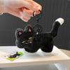 Soft Stuffed Doll Keychain Black Cat Car Key Ring Coin Purse Naughty Cat Pendant  Gift