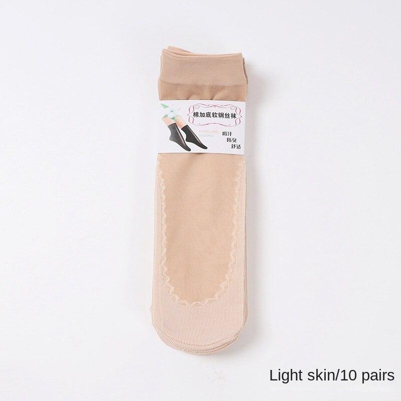 10 пар хлопковых бархатных женских коротких чулок, средних носков-трубочек, впитывающих пот, нескользящих шелковых носков с защитой от крючков