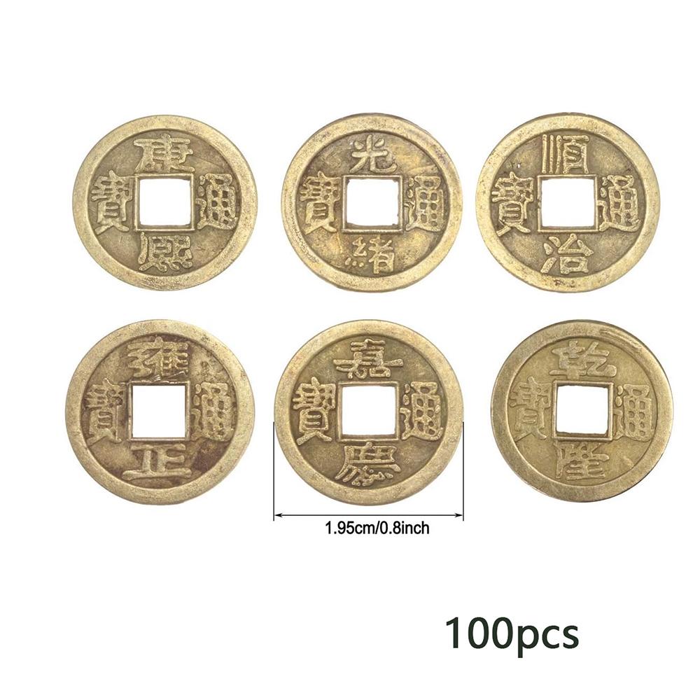 50/100/200 шт. Китайские монеты Фэн-шуй Антикварная бронза Удача Монеты Цин для здоровья и богатства Декор для дома, офиса, автомобиля