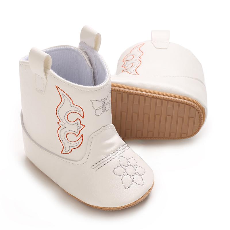 Fashionable and popular Rubber baby shoes Western denim midsole boots autumn and winter warm and anti slip casual walking shoes