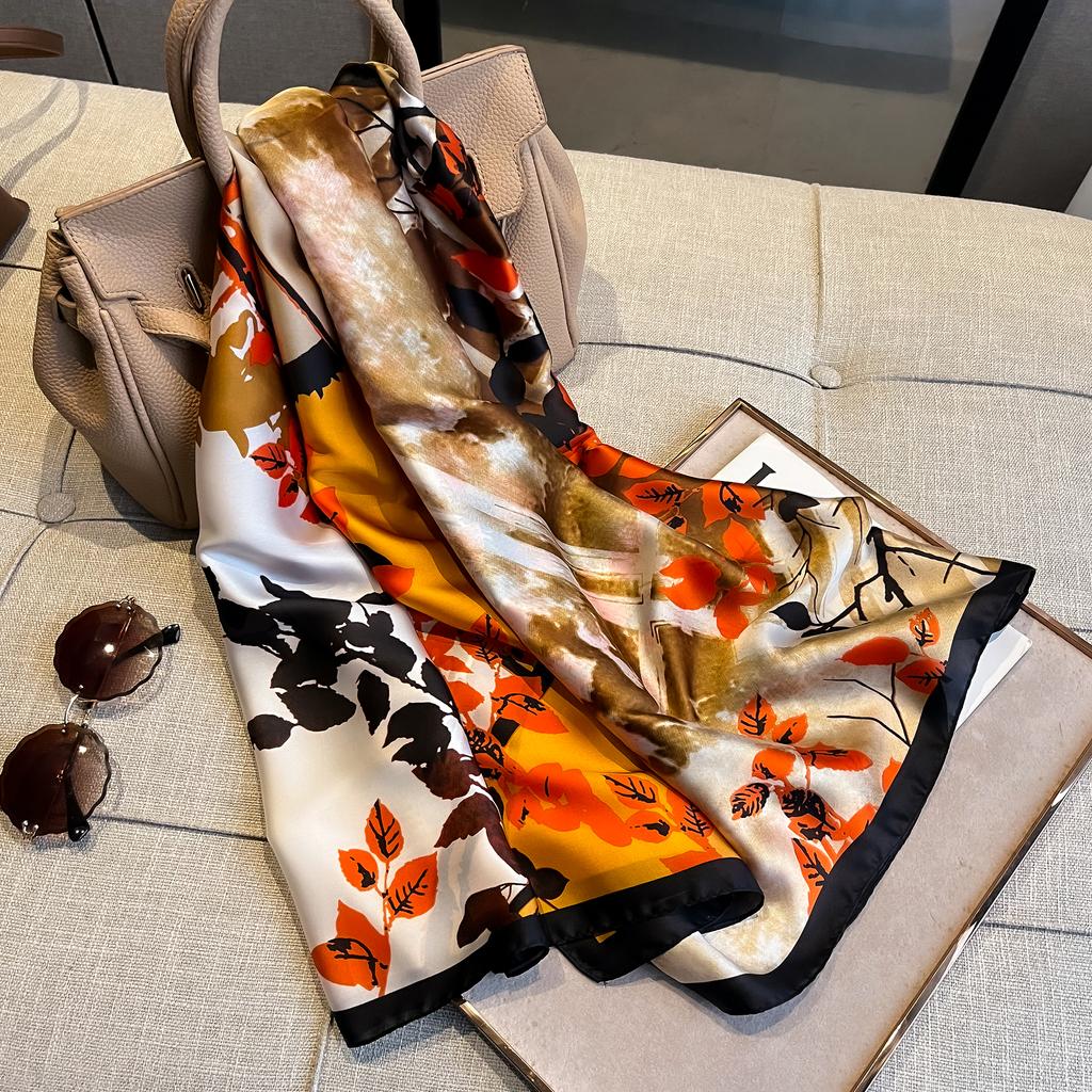 New 180*90cm Luxury Brand Women Scarf Summer Silk Shawl Lady Wrap Soft Female Beach Stole Bandanna Foulard Muffler