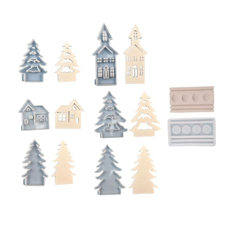 Силиконовые формы для рукоделия, полимерные формы, форма дома для рождественской елки, формы для легкого деформирования, формы для подсвечников, силиконовая текстура
