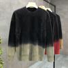 Autumn and Winter Gradient Color Sweater Men's Trendy Round Neck Thickened Bottoming Shirt Lightly Mature Cool and Wild Sweater