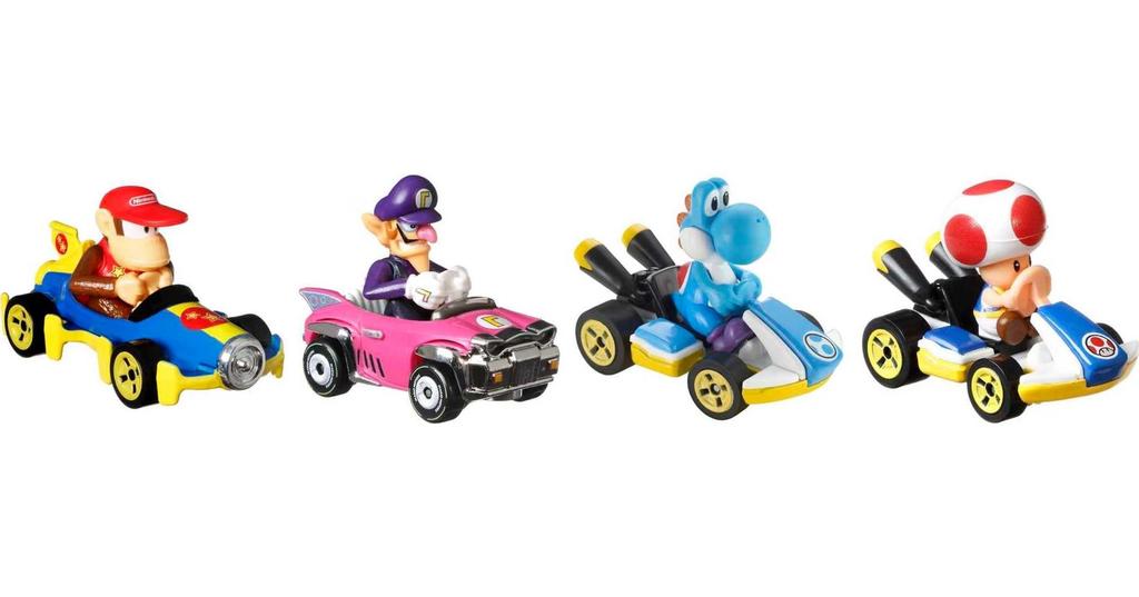 Hot Wheels Mario Kart 4 Pack D Set Donkey 8 [включает ограниченный набор Kong/Mach] 986D-GWB36