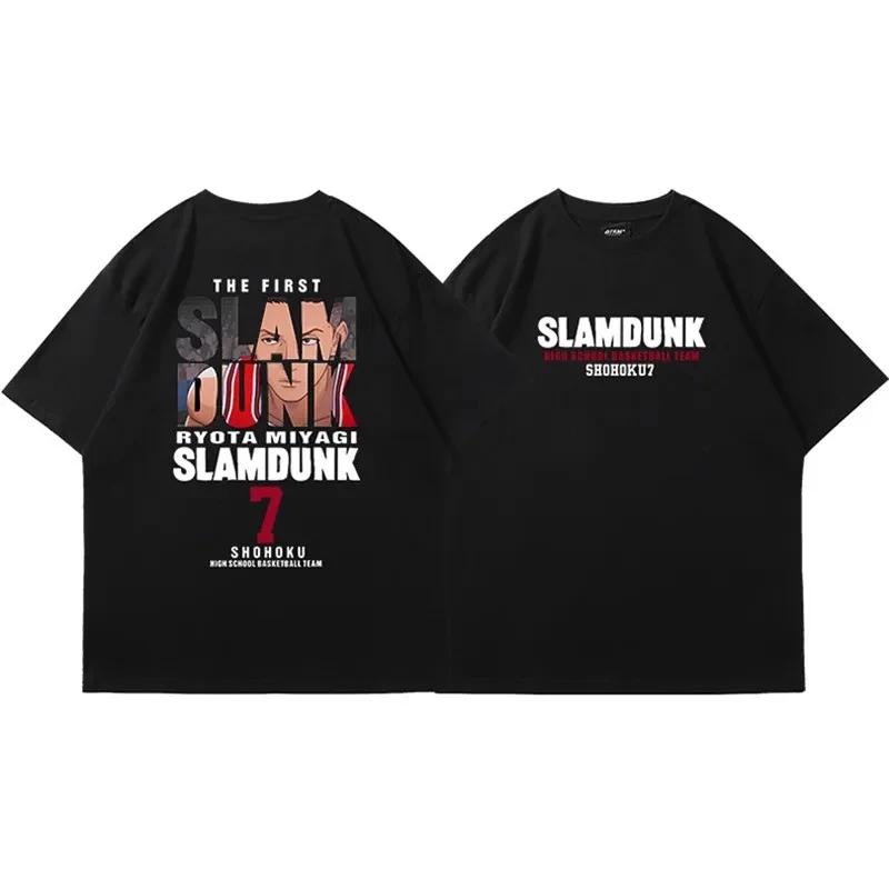 2025 Men Anime Slam Dunk Print T-Shirt Men Oversized Japanese Manganese Short Sleeve Fast Shipping Pure Cotton Oversized T Shirt