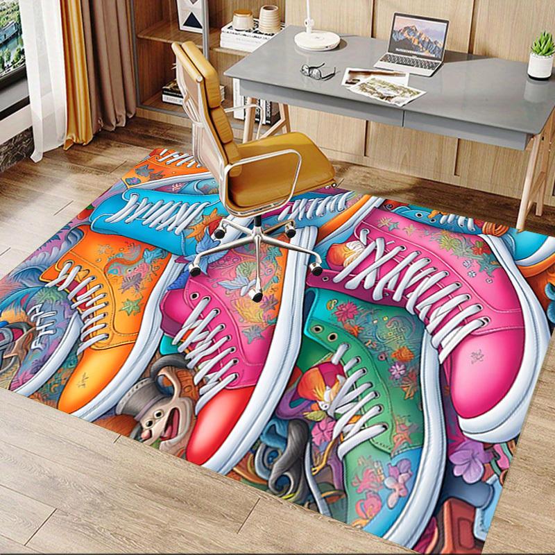 1PC floral pattern sneakers Extra Large Non Slip Floor carpet, Office, family, Studio Large Area Rug Indoor Rugs, Bold Statement Piece