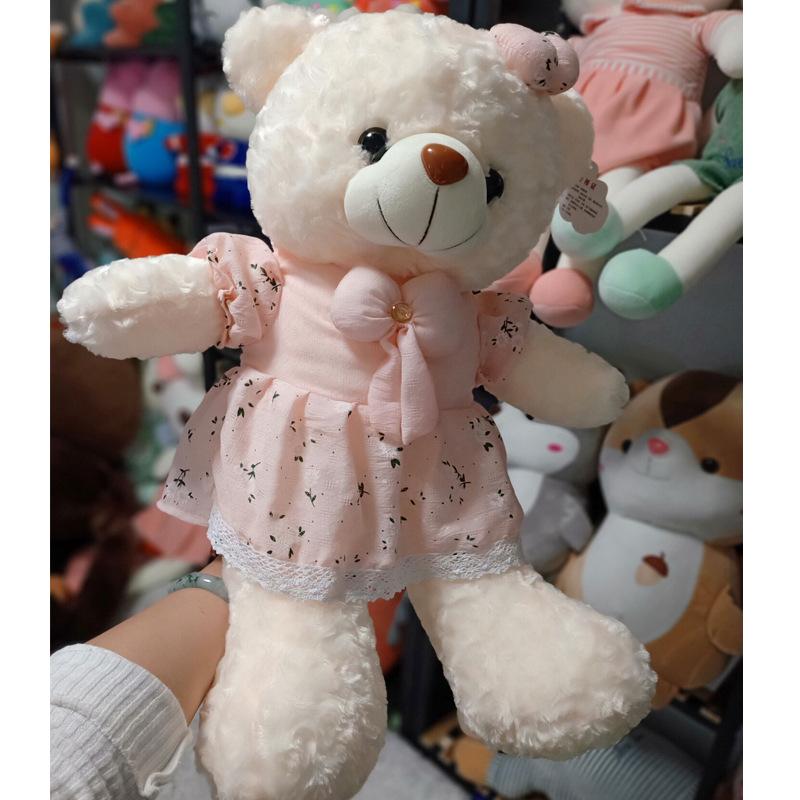 Rose Velvet Floral Dress Bear Plush Toy Big Bear Doll Hug Bear Doll Rag Doll Girl Birthday Gift