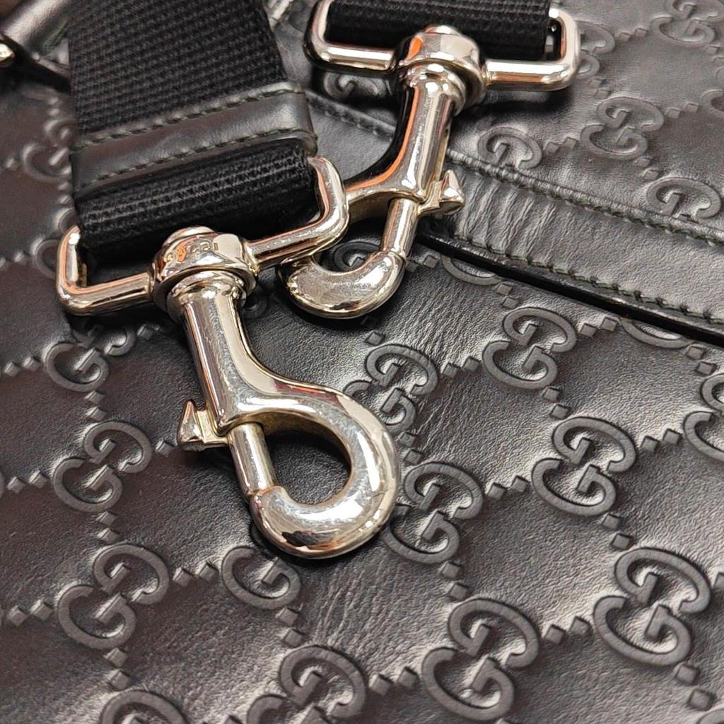 [Pre-Owned] Signature Classic Double G Embossed Zipper Briefcase Shoulder Crossbody Tote - Good #1DEFH90
