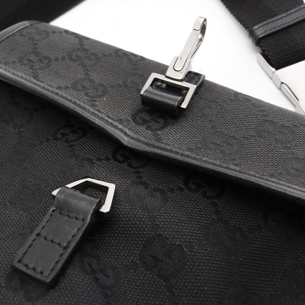 Used GUCCI GG canvas Waist bag Body bag 92543 canvas leather Black Used Women