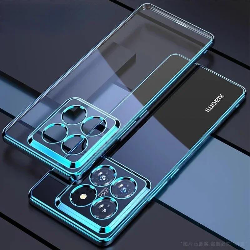 Для Xiaomi 14T Pro 15T 17T Pro O X7Pro Мягкий прозрачный силиконовый противоударный чехол Для Xiaomi 13T Гальванизированная рамка ТПУ чехол