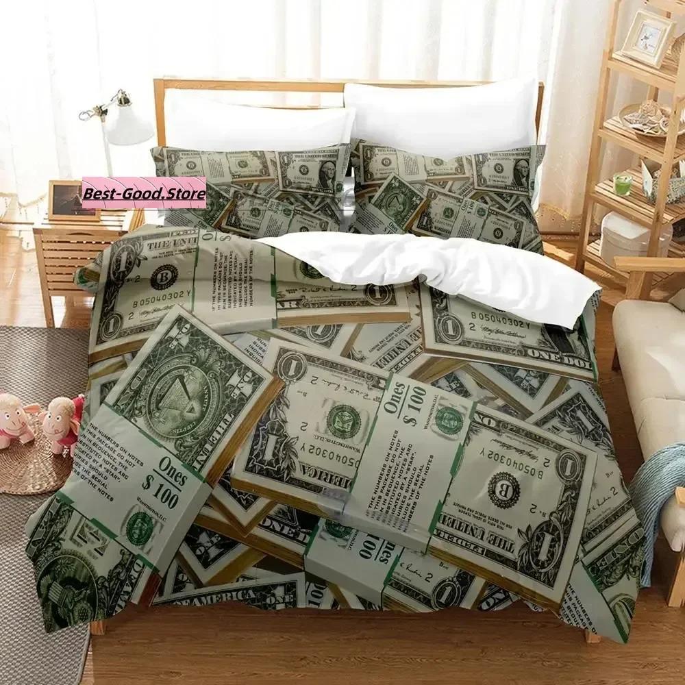 Постельное белье Dolar Single Twin Ful Quen King-Sized Размеры Размеры Комплект постельного белья Взрослый Детская спальня Комплекты пододеяльников 3D печать Деньги Комплект простыней