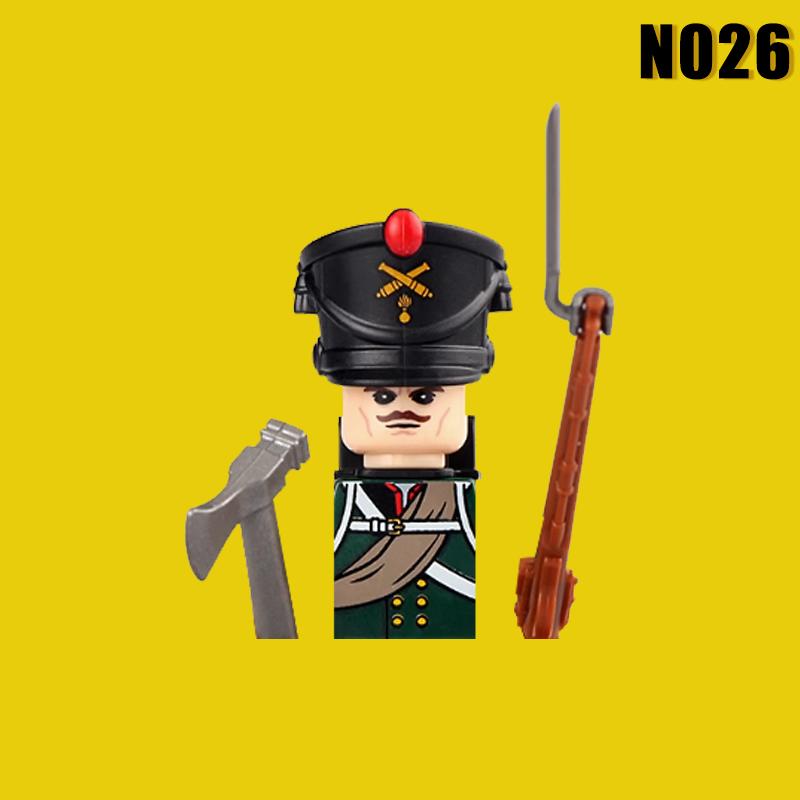 Medieval Napoleonic Knight Soldier Figures Building Blocks Miliatry War Infantry Guard Sword Cloak Flag Backpack Bricks Toy Gift