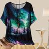Женская повседневная свободная весенняя рубашка, женские топы с коротким рукавом и принтом «Звездное небо и лес»