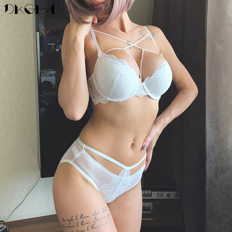 DKGEA Bandage Сексуальный комплект с бюстгальтером Push Up Толстый бюстгальтер
