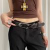Pu Leather Women's Belt Y2k Dress Jeans Belt Fashionable Cross Waist Belt  Waist Accessories