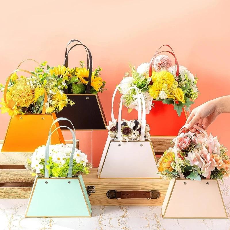 Переносная цветочная коробка, упаковочная коробка для роз, упаковочный бумажный пакет, подарочная коробка, цветочный магазин, свадьба, День святого Валентина, день рождения, вечеринка, подарки