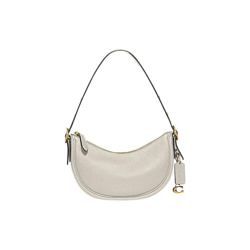 Coach Luna 27 Сумка-тоут на молнии с карманом на кнопке Кожаная сумка через плечо Женские сумки Меловой-Белый CC439-B4HA