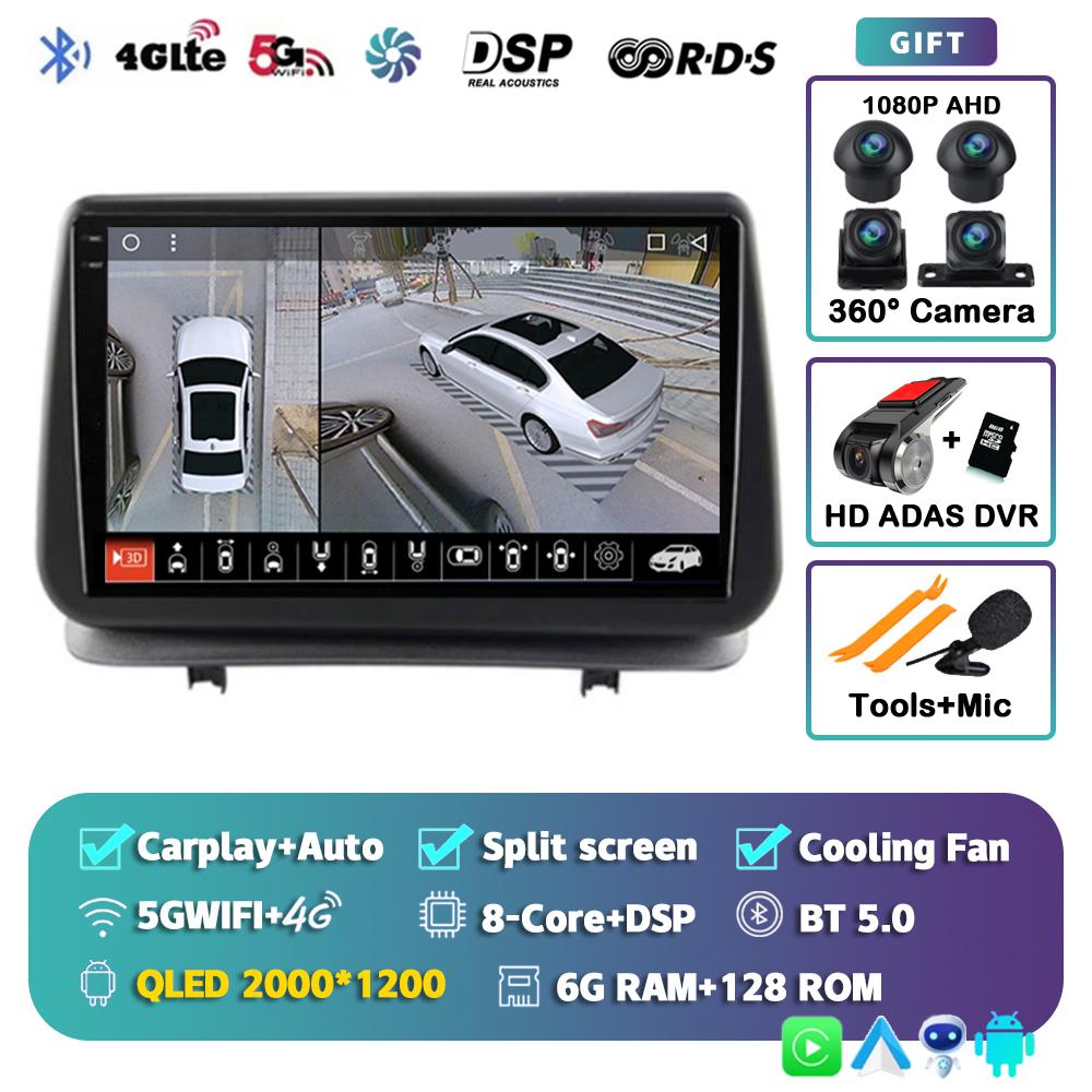 Android 14 Carplay Auto для Renault Clio 3 CLIO 3 2005 - 2014 Автомобильное радио Мультимедиа Навигация GPS Плеер Стерео WiFi+4G BT DSP