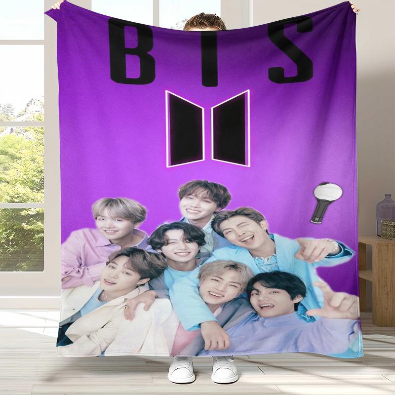 Модное фланелевое одеяло B-BTS Kpop, ультрамягкий теплый плюшевый плед для дома, спальни, кровати, дивана, офиса, кемпинга, пикника, подарок