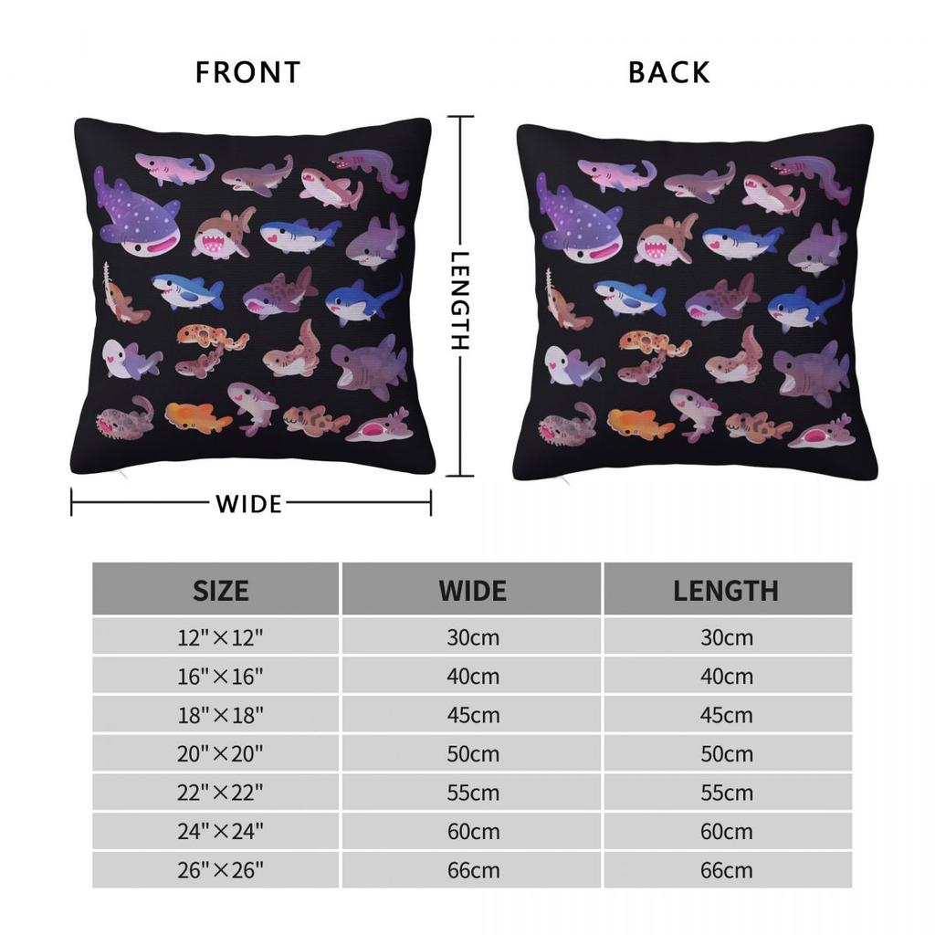 Shark Day Marine Life Square Pillowcase Polyester Linen Velvet Pattern Zip Decorative Throw Pillow Case Sofa Cushion Cover 45X45