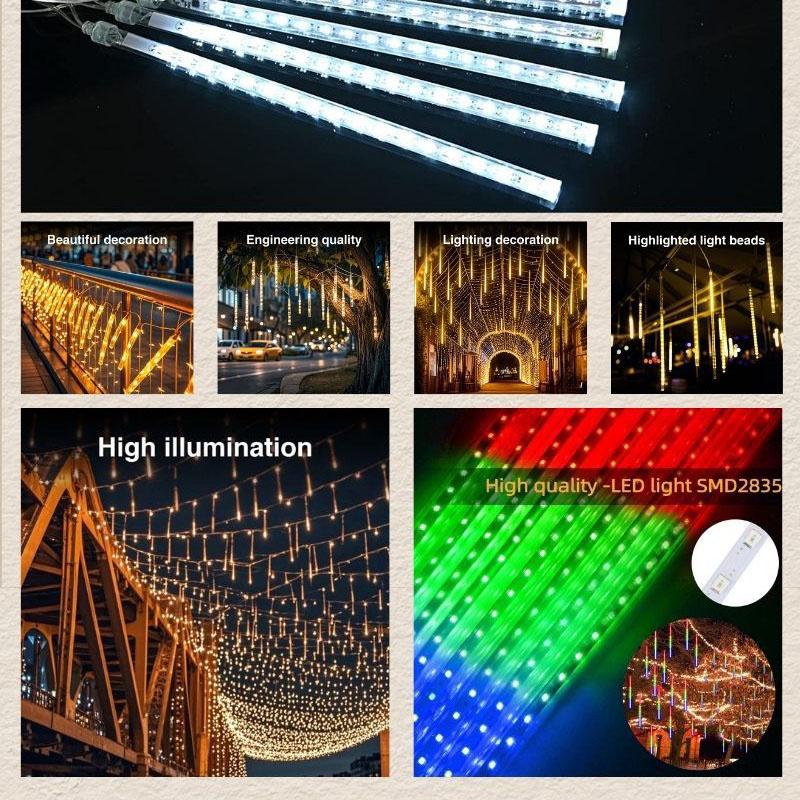 Светодиодные уличные огни «Метеоритный дождь» Водонепроницаемые огни для дерева Декор для внутреннего сада Подвесные огни для дерева Европейская вилка